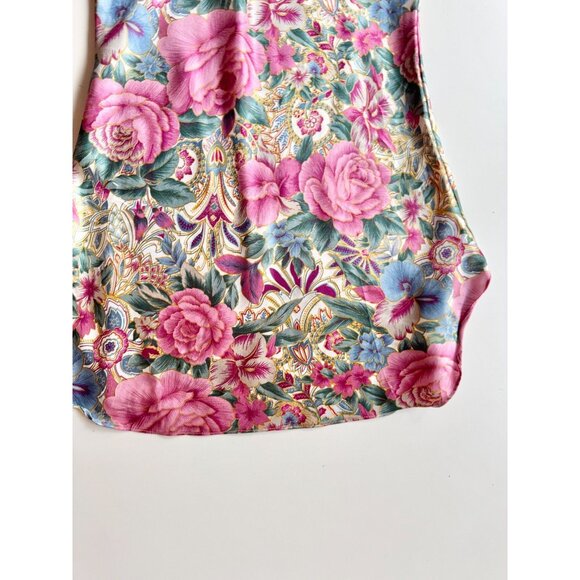 Vintage POTPOURRI Floral Satin Scoop Neck Slip Dress, Size S - Picture 7 of 10